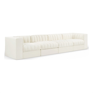 Meridian Furniture Rummi Cream Velvet Performance Fabric 4pc. Modular Sofa