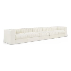 Meridian Furniture Rummi Cream Velvet Performance Fabric 5pc. Modular Sofa