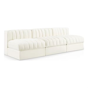 Meridian Furniture Rummi Cream Velvet Performance Fabric 3pc. Modular Sofa
