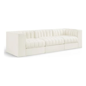 Meridian Furniture Rummi Cream Velvet Performance Fabric 3pc. Modular Sofa