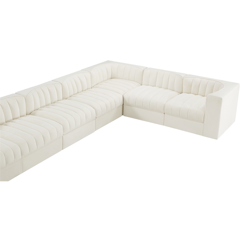 Meridian Furniture Rummi Cream Velvet Performance Fabric 10pc. Modular Sectional