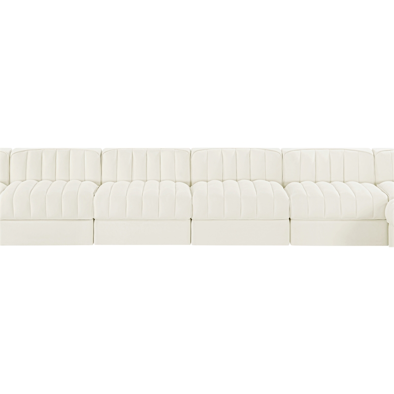 Meridian Furniture Rummi Cream Velvet Performance Fabric 10pc. Modular Sectional