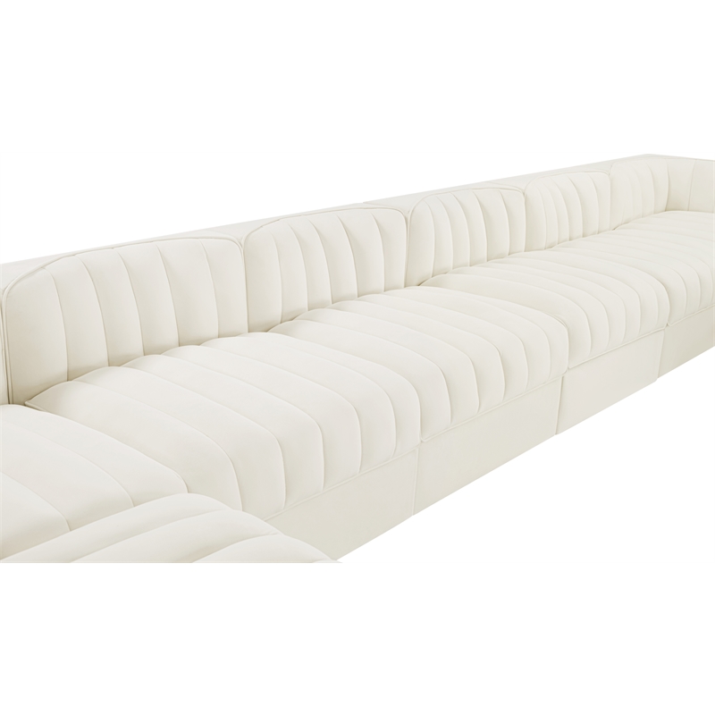Meridian Furniture Rummi Cream Velvet Performance Fabric 10pc. Modular Sectional