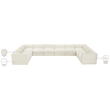 Meridian Furniture Rummi Cream Velvet Performance Fabric 10pc. Modular Sectional