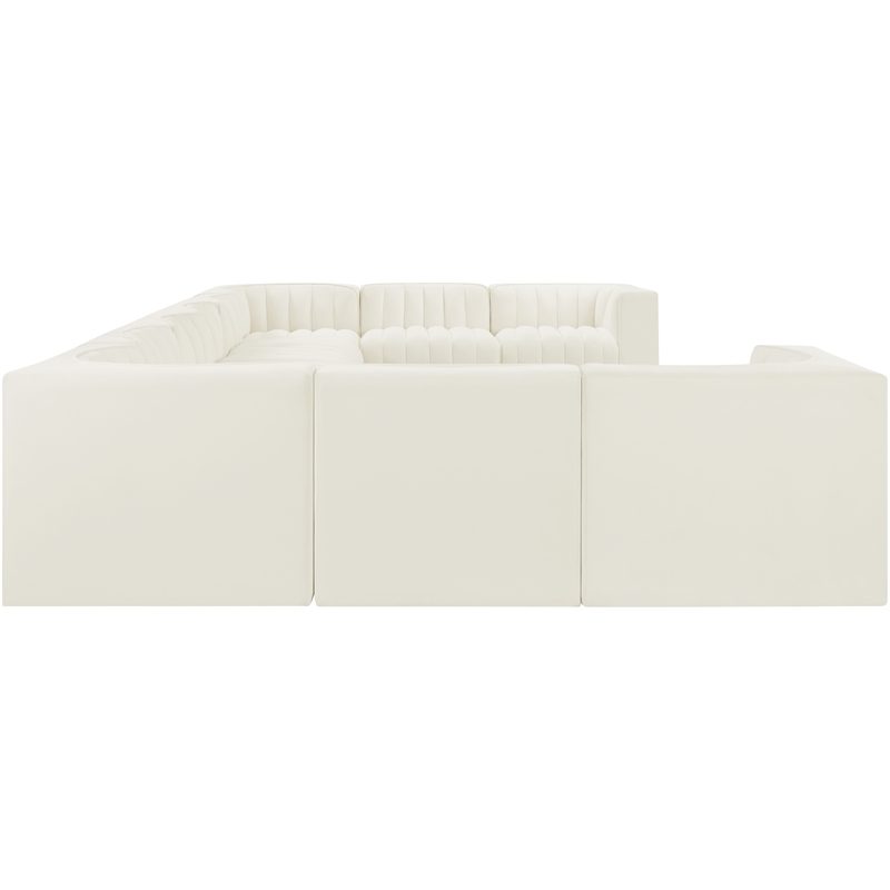 Meridian Furniture Rummi Cream Velvet Performance Fabric 10pc. Modular Sectional