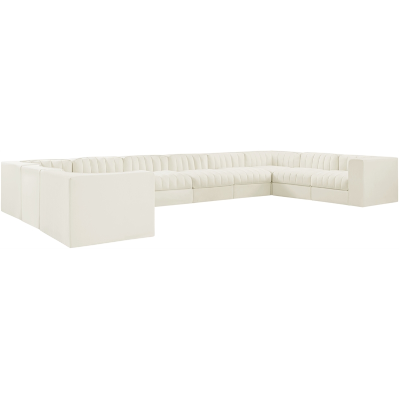 Meridian Furniture Rummi Cream Velvet Performance Fabric 10pc. Modular Sectional