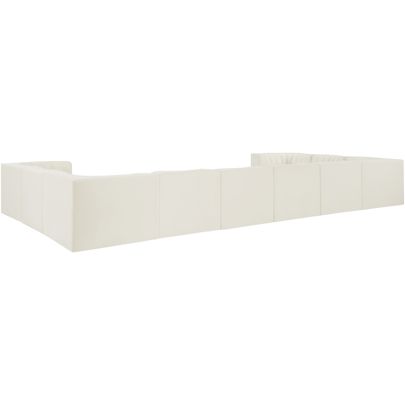Meridian Furniture Rummi Cream Velvet Performance Fabric 10pc. Modular Sectional