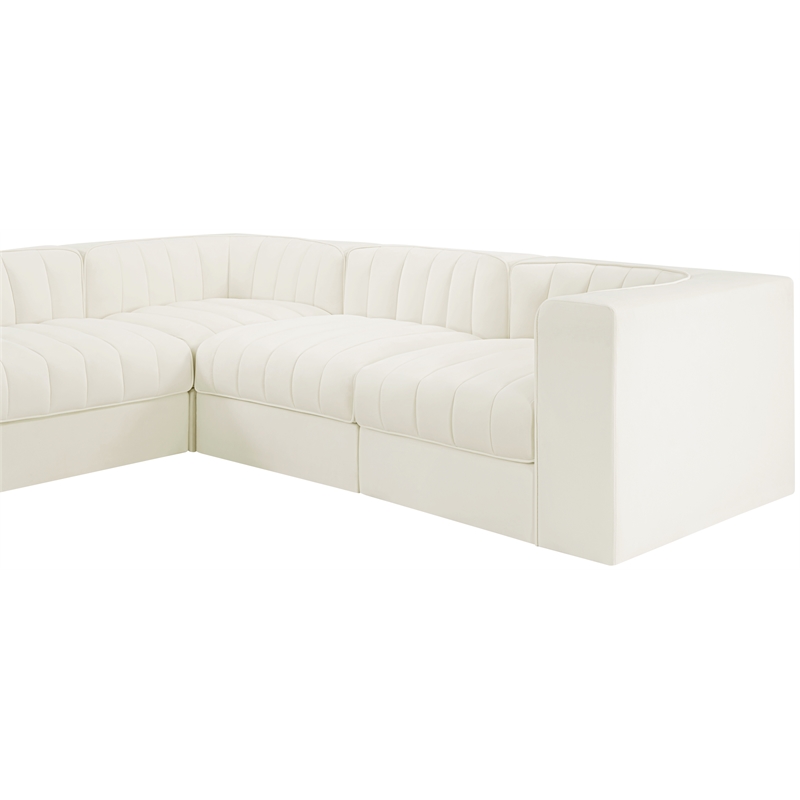 Meridian Furniture Rummi Cream Velvet Performance Fabric 10pc. Modular Sectional