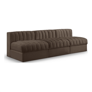 Meridian Furniture Rummi Brown Velvet Performance Fabric 3pc. Modular Sofa