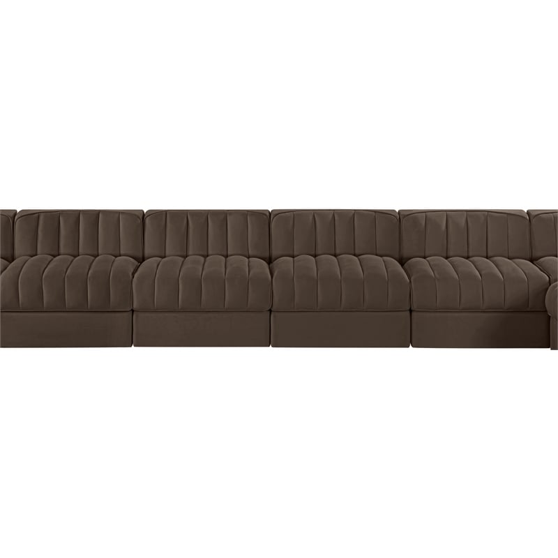 Meridian Furniture Rummi Brown Velvet Performance Fabric 10pc. Modular Sectional