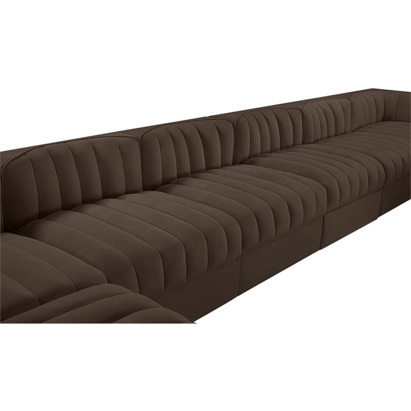 Meridian Furniture Rummi Brown Velvet Performance Fabric 10pc. Modular Sectional
