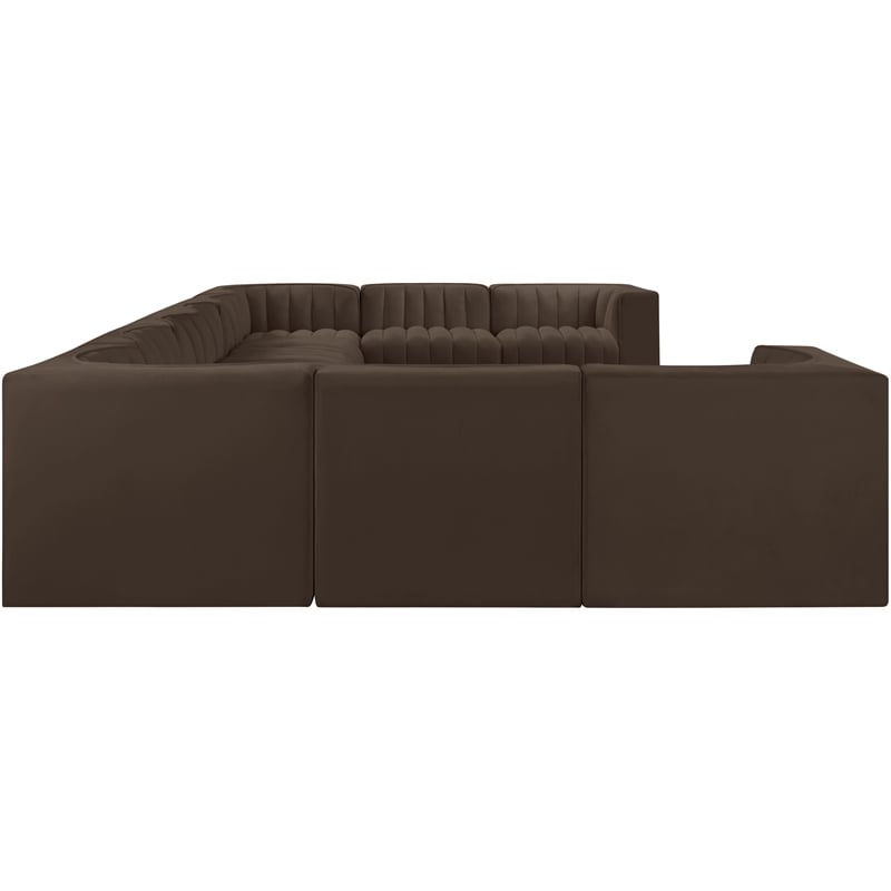 Meridian Furniture Rummi Brown Velvet Performance Fabric 10pc. Modular Sectional