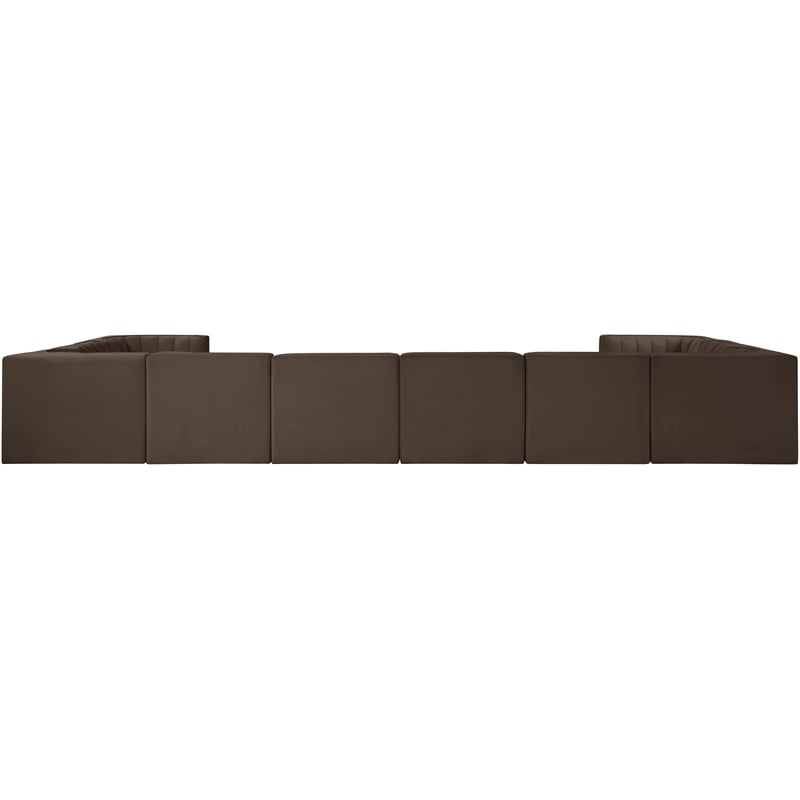 Meridian Furniture Rummi Brown Velvet Performance Fabric 10pc. Modular Sectional