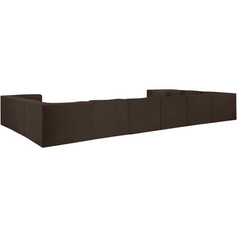 Meridian Furniture Rummi Brown Velvet Performance Fabric 10pc. Modular Sectional