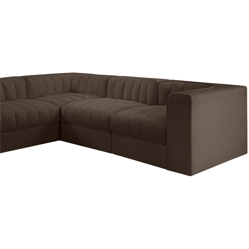 Meridian Furniture Rummi Brown Velvet Performance Fabric 10pc. Modular Sectional