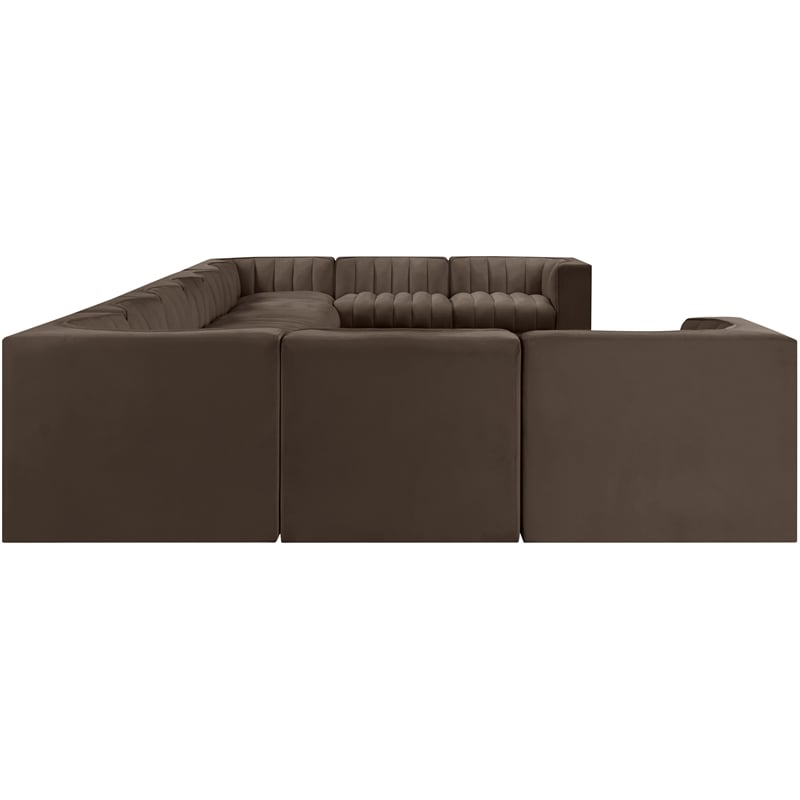 Meridian Furniture Rummi Brown Velvet Performance Fabric 11pc. Modular Sectional