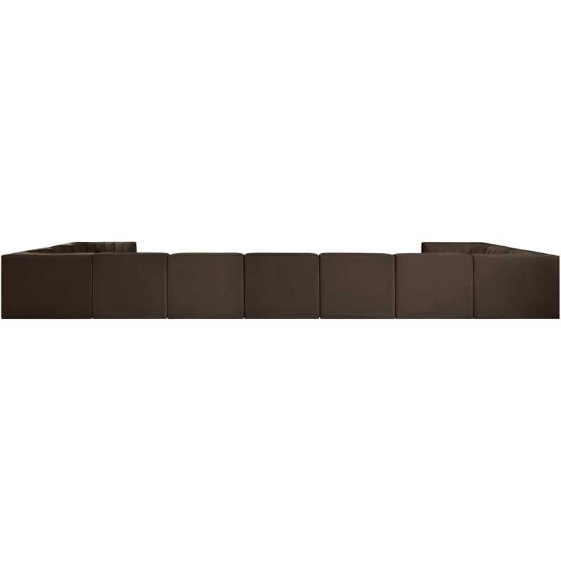 Meridian Furniture Rummi Brown Velvet Performance Fabric 11pc. Modular Sectional