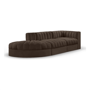 Meridian Furniture Rummi Brown Velvet Performance Fabric 3pc. Modular Sectional