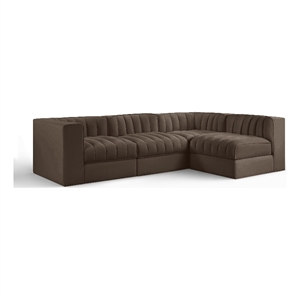 Meridian Furniture Rummi Brown Velvet Performance Fabric 4pc. Modular Sectional