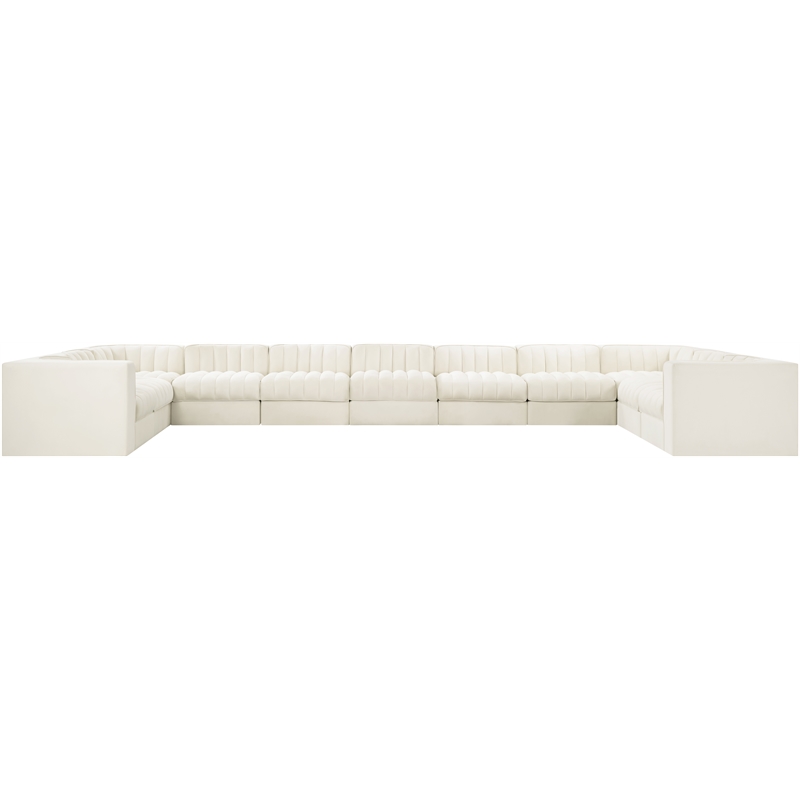 Meridian Furniture Rummi Cream Velvet Performance Fabric 11pc. Modular Sectional