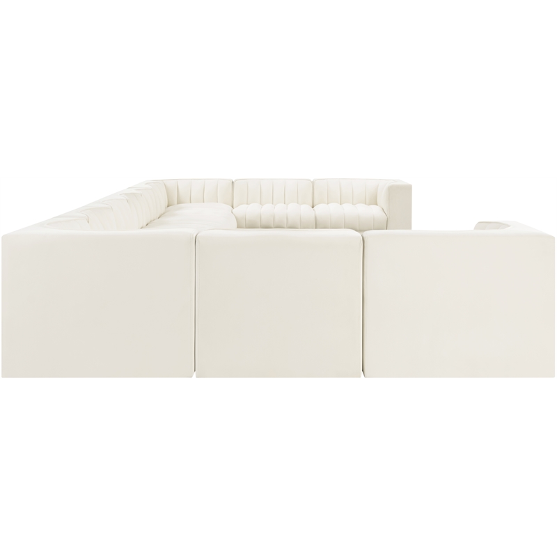 Meridian Furniture Rummi Cream Velvet Performance Fabric 11pc. Modular Sectional
