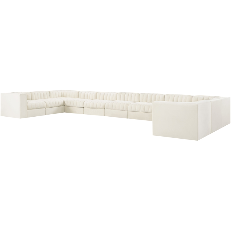 Meridian Furniture Rummi Cream Velvet Performance Fabric 11pc. Modular Sectional