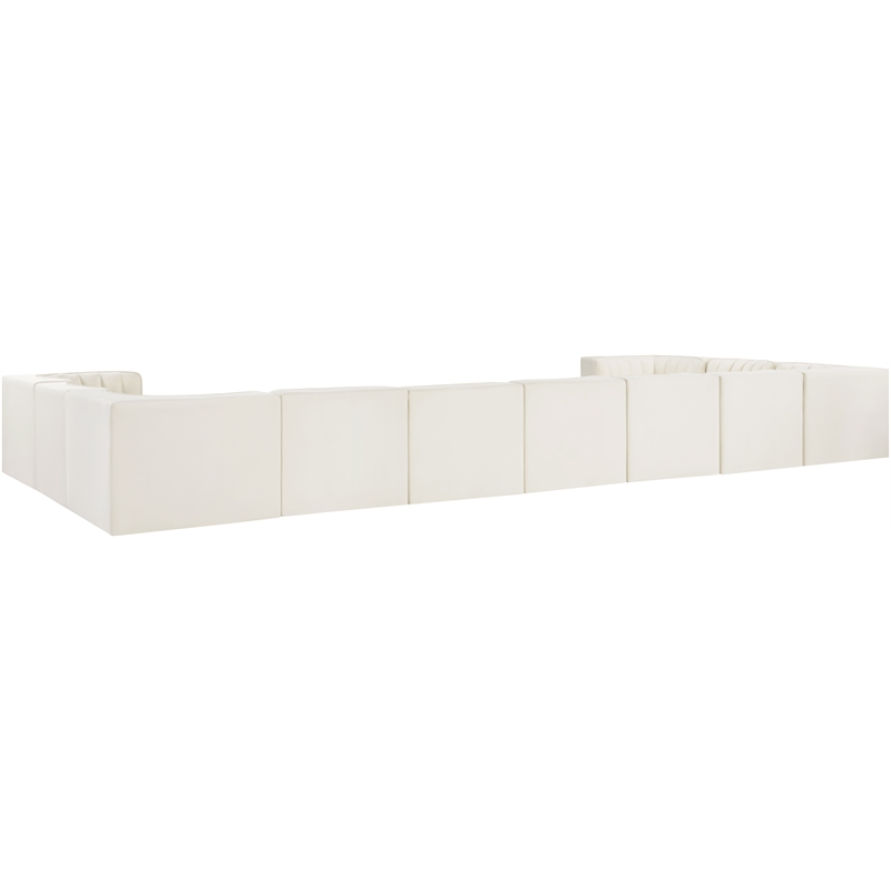 Meridian Furniture Rummi Cream Velvet Performance Fabric 11pc. Modular Sectional