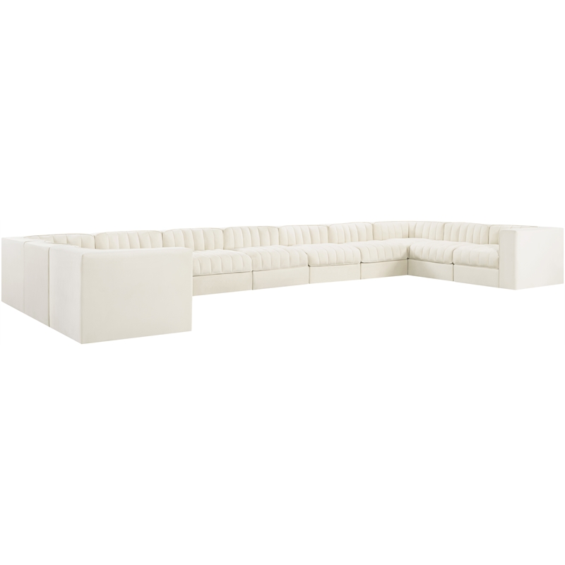 Meridian Furniture Rummi Cream Velvet Performance Fabric 11pc. Modular Sectional