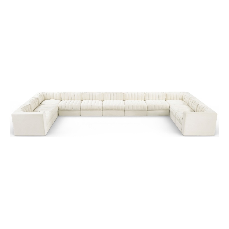 Meridian Furniture Rummi Cream Velvet Performance Fabric 11pc. Modular Sectional