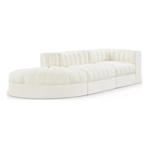 Meridian Furniture Rummi Cream Velvet Performance Fabric 3pc. Modular Sectional