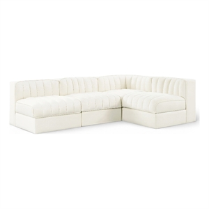 Meridian Furniture Rummi Cream Velvet Performance Fabric 4pc. Modular Sectional