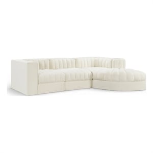 Meridian Furniture Rummi Cream Velvet Performance Fabric 4pc. Modular Sectional