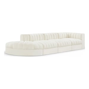 Meridian Furniture Rummi Cream Velvet Performance Fabric 4pc. Modular Sectional