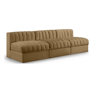 Meridian Furniture Rummi Saddle Velvet Performance Fabric 3pc. Modular Sofa