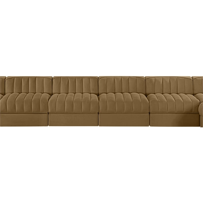 Meridian Furniture Rummi Saddle Velvet Fabric 10pc. Modular Sectional