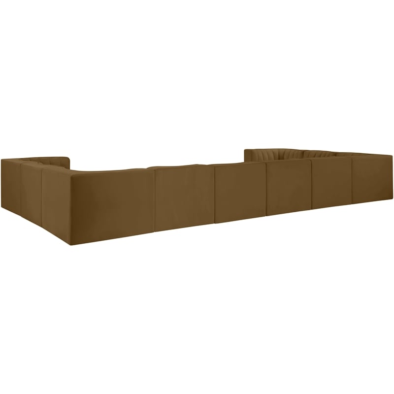 Meridian Furniture Rummi Saddle Velvet Fabric 10pc. Modular Sectional