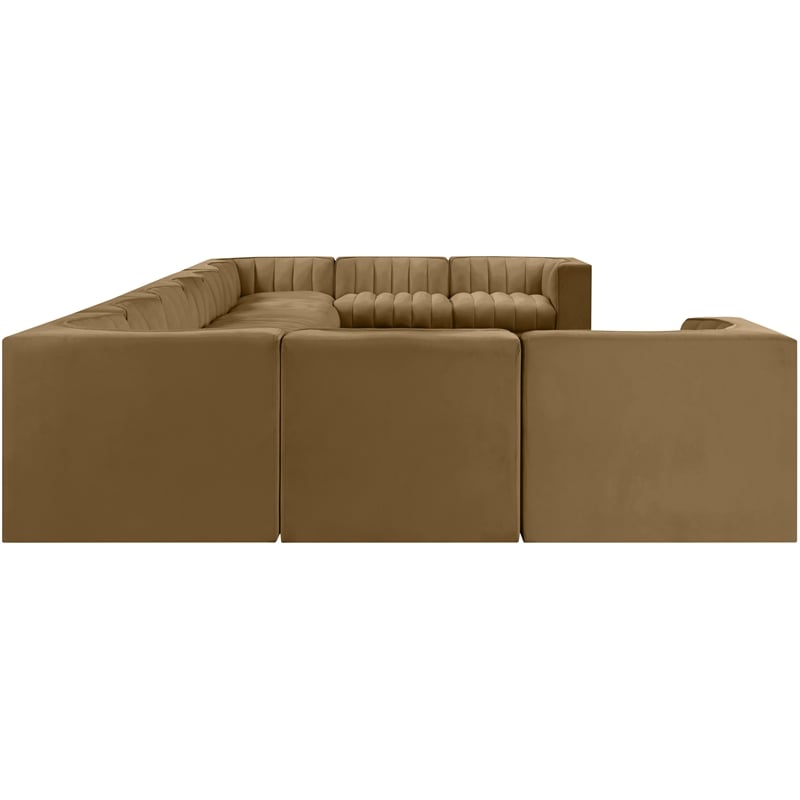 Meridian Furniture Rummi Saddle Velvet Fabric 11pc. Modular Sectional