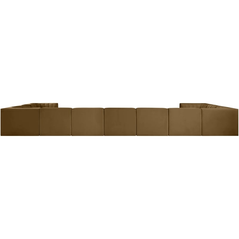 Meridian Furniture Rummi Saddle Velvet Fabric 11pc. Modular Sectional