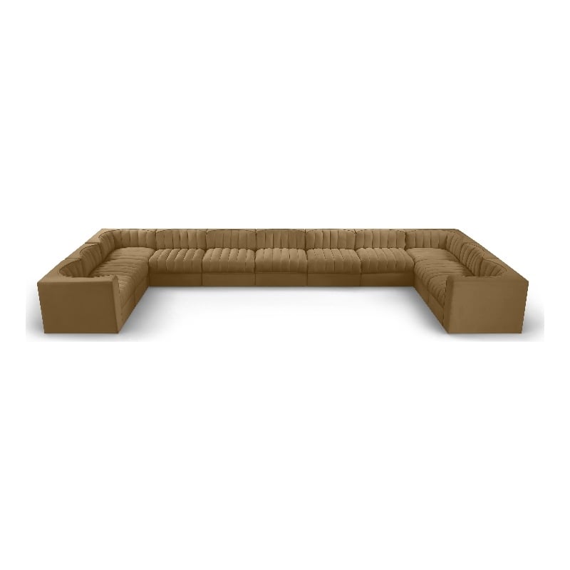 Meridian Furniture Rummi Saddle Velvet Fabric 11pc. Modular Sectional