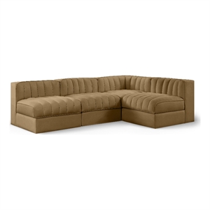 Meridian Furniture Rummi Saddle Velvet Performance Fabric 4pc. Modular Sectional