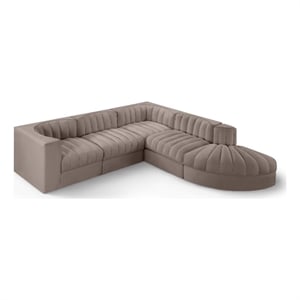 Meridian Furniture Rummi Taupe Velvet Performance Fabric 5pc. Modular Sectional