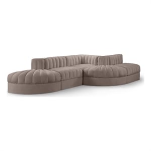 Meridian Furniture Rummi Taupe Velvet Performance Fabric 5pc. Modular Sectional