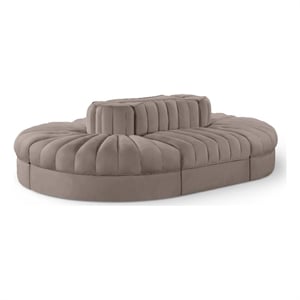 Meridian Furniture Rummi Taupe Velvet Performance Fabric 6pc. Modular Sectional