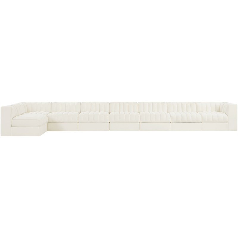 Meridian Furniture Rummi Cream Velvet Performance Fabric 8pc. Modular Sectional