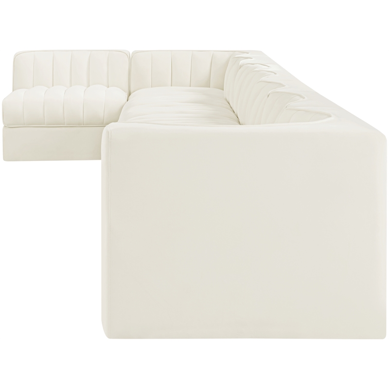 Meridian Furniture Rummi Cream Velvet Performance Fabric 8pc. Modular Sectional