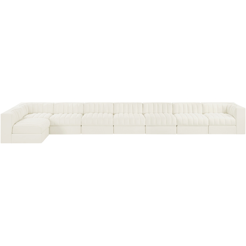 Meridian Furniture Rummi Cream Velvet Performance Fabric 8pc. Modular Sectional