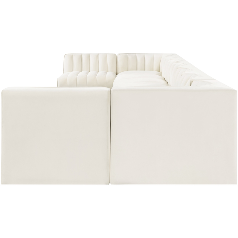 Meridian Furniture Rummi Cream Velvet Performance Fabric 9pc. Modular Sectional