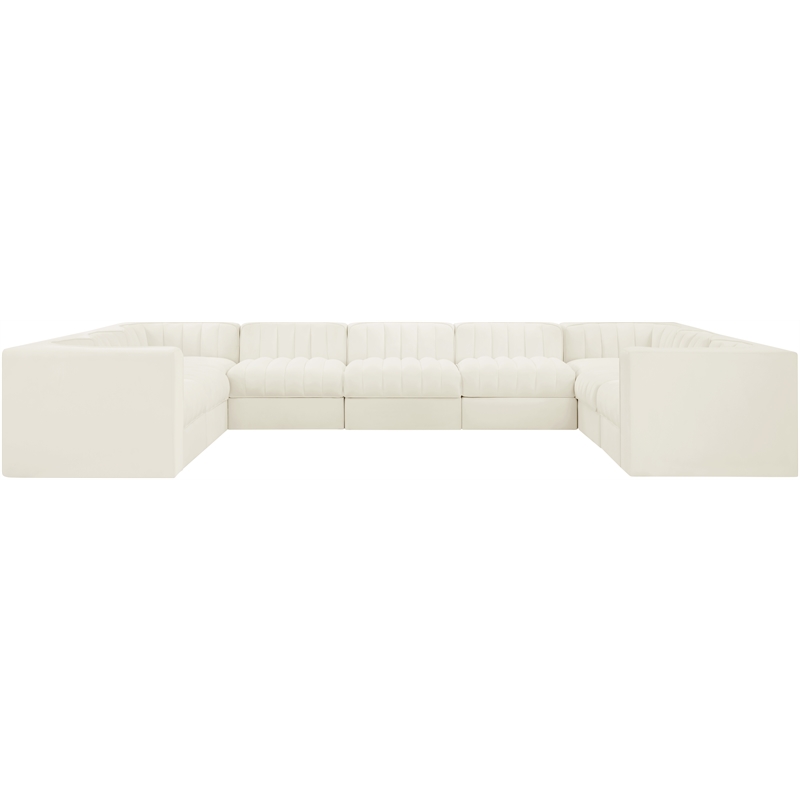 Meridian Furniture Rummi Cream Velvet Performance Fabric 9pc. Modular Sectional