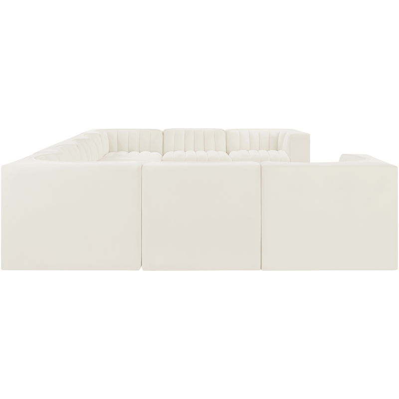 Meridian Furniture Rummi Cream Velvet Performance Fabric 9pc. Modular Sectional