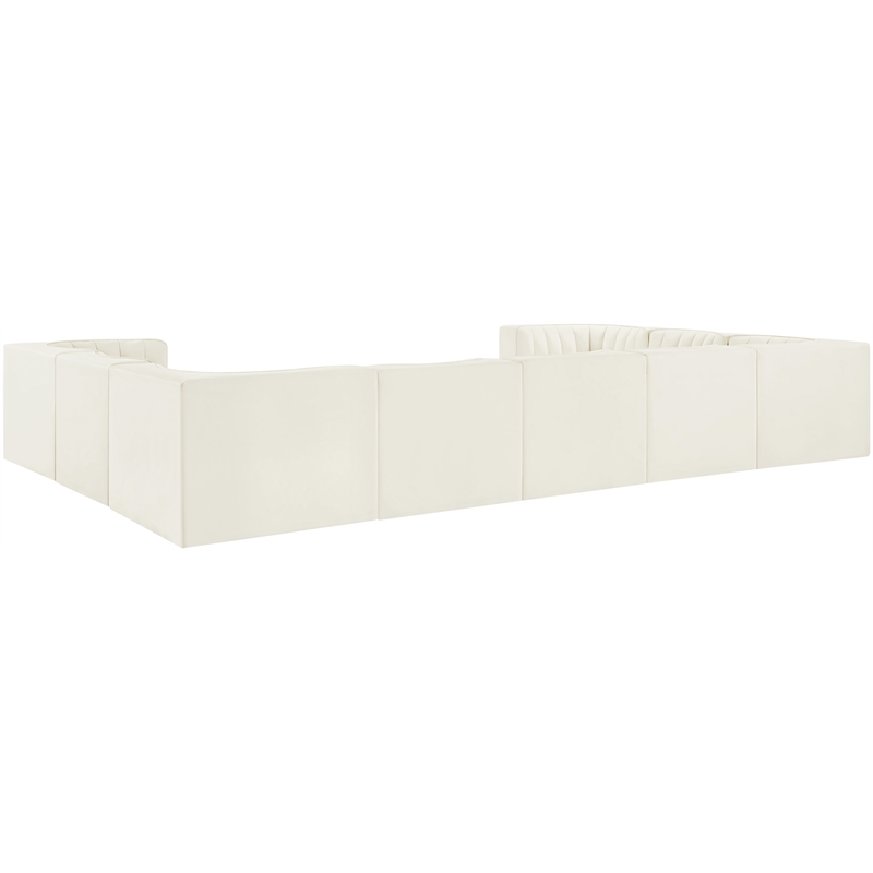 Meridian Furniture Rummi Cream Velvet Performance Fabric 9pc. Modular Sectional